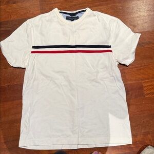 Tommy Hilfiger Cream Tee with Red and Black Stripes